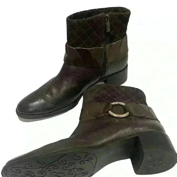 Brighton Johnny Women’s  Brown Woven Leather Booties Size 10 M - Picture 7 of 12